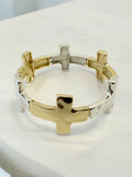 Cross bracelet, 14k yellow gold + Sterling