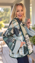 Quilt Jacket  “Evergreen Log Cabin ” OSFM -up to XL