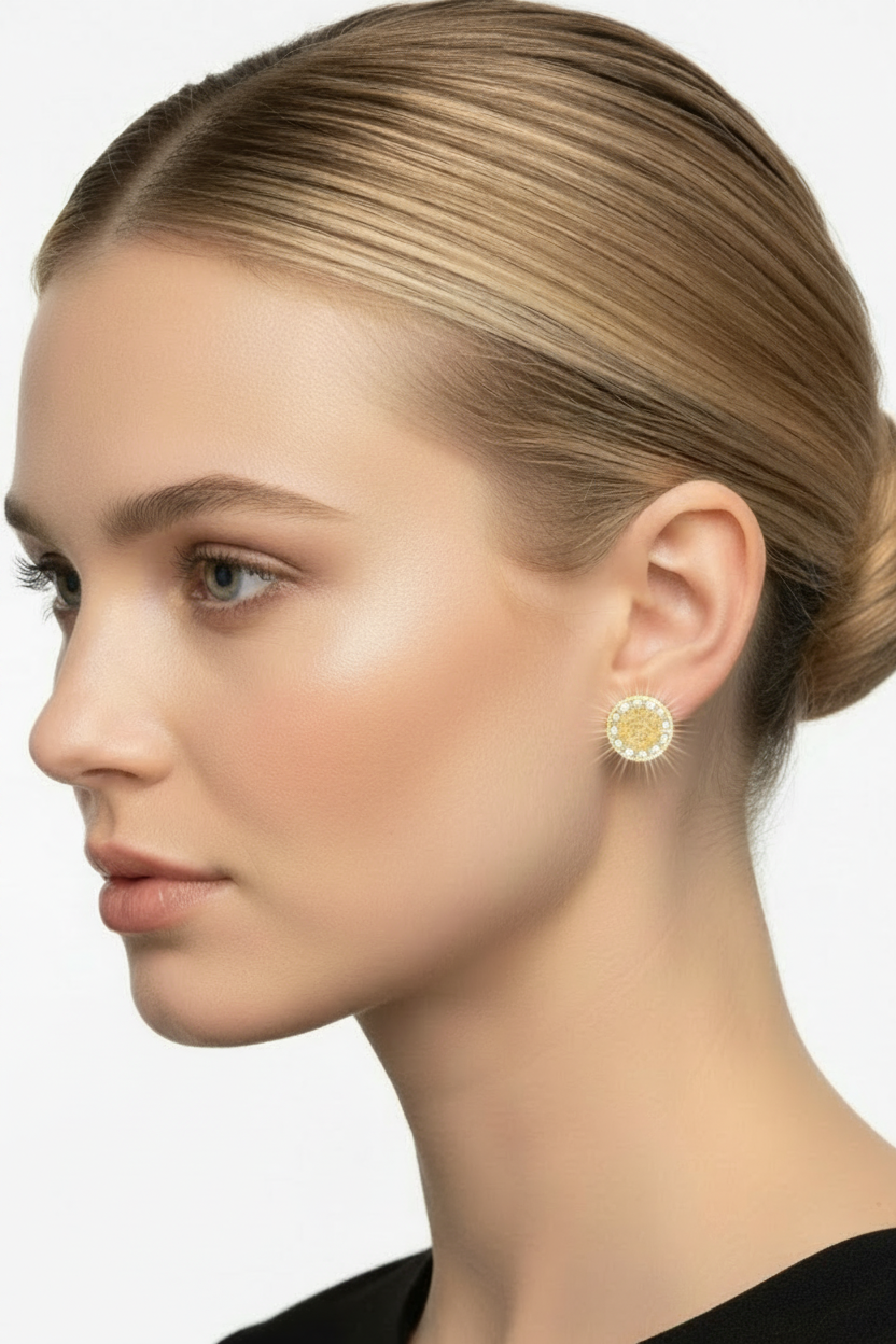 Full circle “birthday” gold post earrings