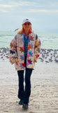 Quilt coat jacket "bella flower baskets"  ooak-fits up to XL - tall