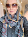 Silk edge Shawl scarf light indigo