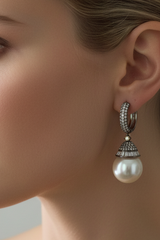 Diamond Pearl hoop earrings