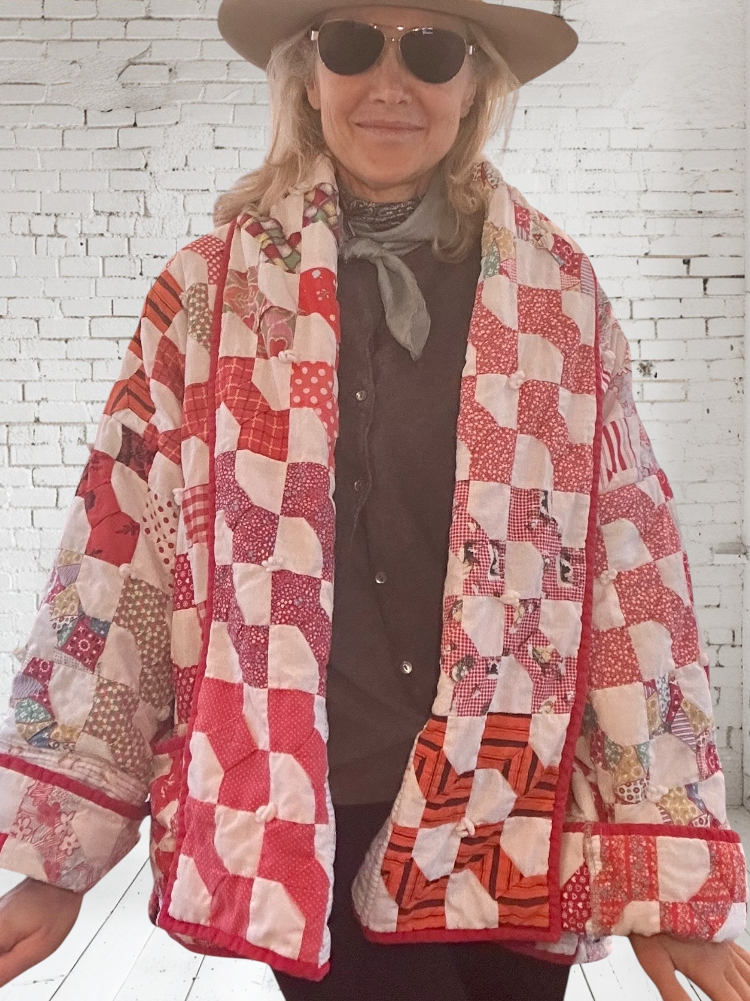 Quilt jacket "puffy bow ties"   fits up to XL
