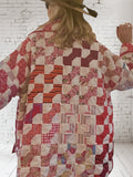 Quilt coat jacket "ties and bows"  ooak-up  fits up to XL