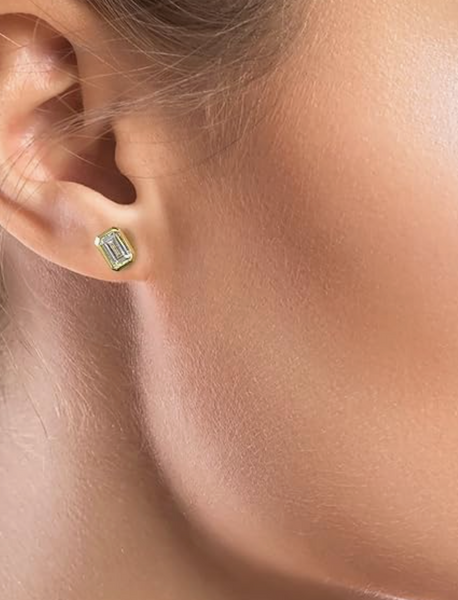 18k finish lab grown diamond earrings emerald cut
