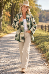 Quilt Jacket  “Evergreen Log Cabin ” OSFM -up to 2X