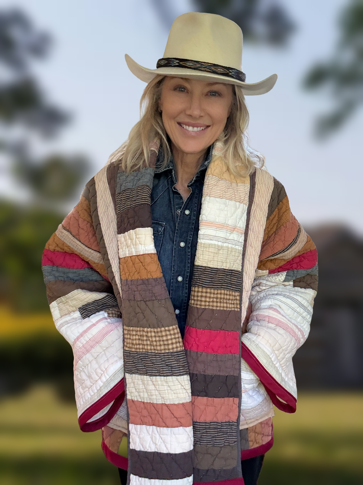 Quilt Jacket  “ log cabin grande” OSFM - 3X and/or tall.