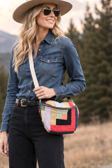 Vintage quilt Crossbody bag- log cabin