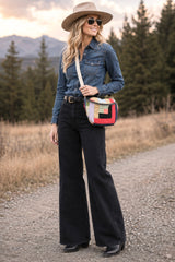 Vintage quilt Crossbody bag- log cabin