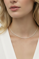 Diamond CZ Skinny Tennis Necklace