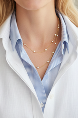 Diamond station chain necklace
