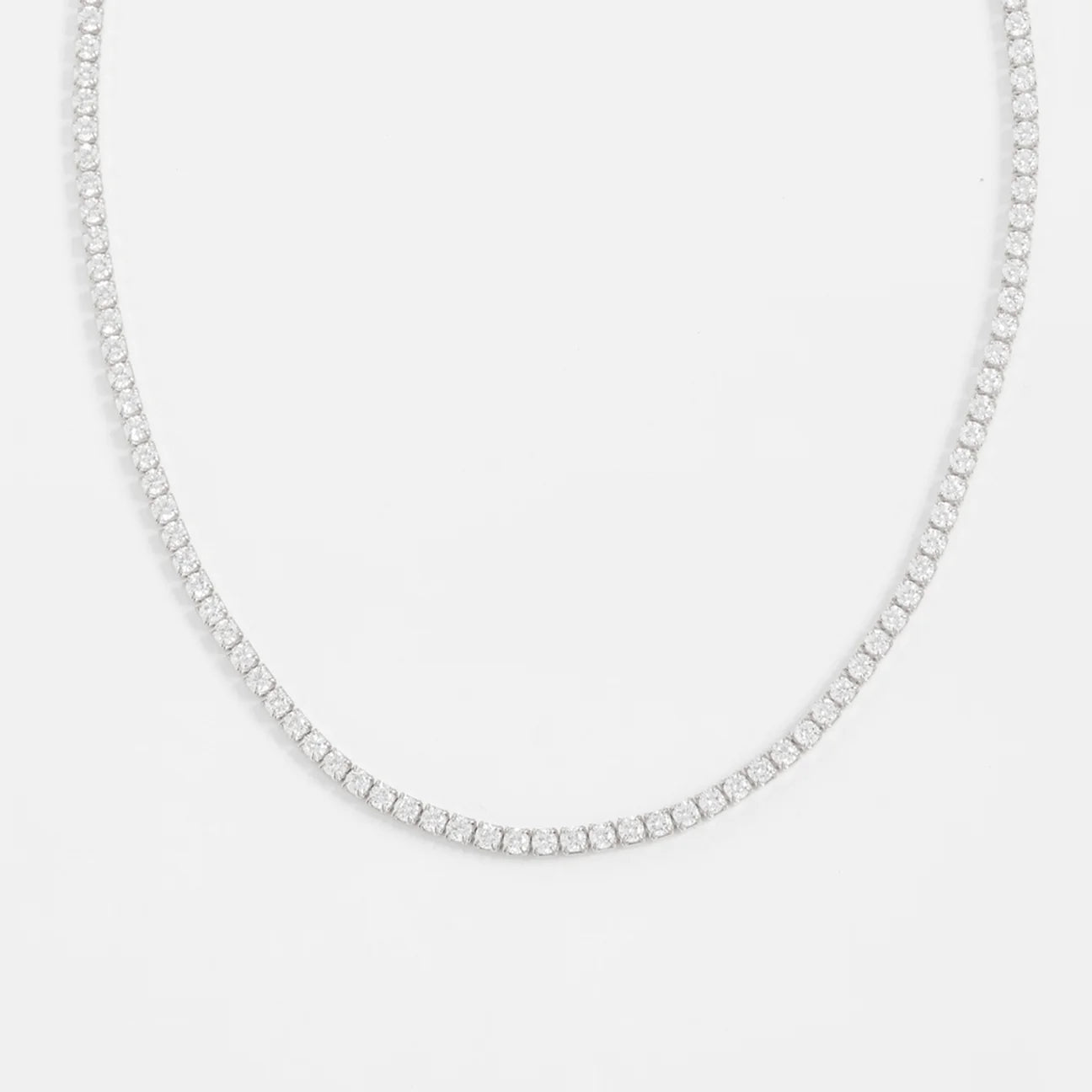 Diamond CZ Skinny Tennis Necklace