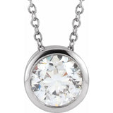 14 K  GOLD, lab grown diamond solitaire 16 -18” necklace