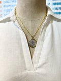 Coin  necklace #4 paperclip chain