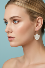 Diamond encrusted shield of faith earrings 18k