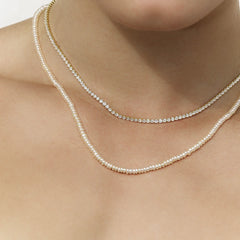 Diamond CZ Skinny Tennis Necklace