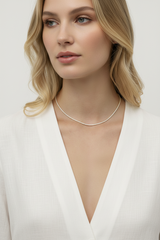 Diamond CZ Skinny Tennis Necklace
