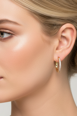 14k  "skinny" diamond hoop earrings