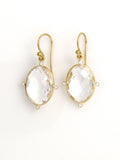 Rock Crystal small oval 'node' diamond earrings