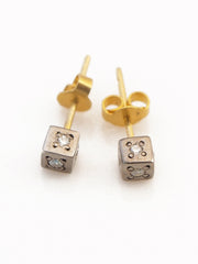 18k  sterling with diamond w diamond center stud earrings - abigailheche