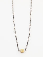 18k diamond cube pendant with sterling chain - abigailheche