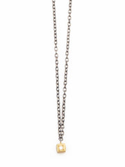 18k diamond cube pendant with sterling chain - abigailheche