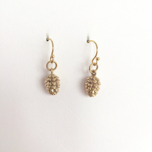 Pine Cone Earrings ,Gold finish
