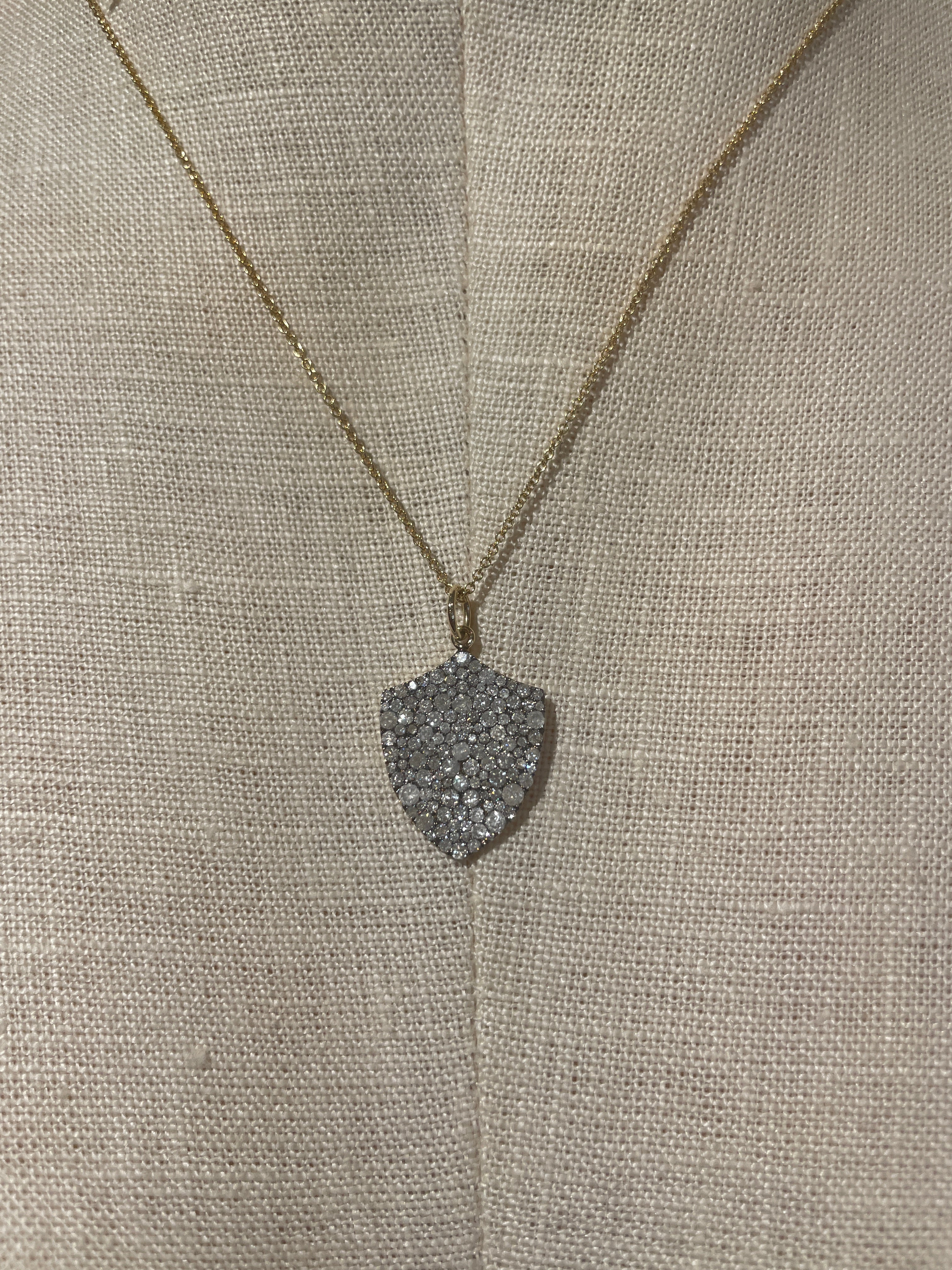 Diamond shield of faith necklace