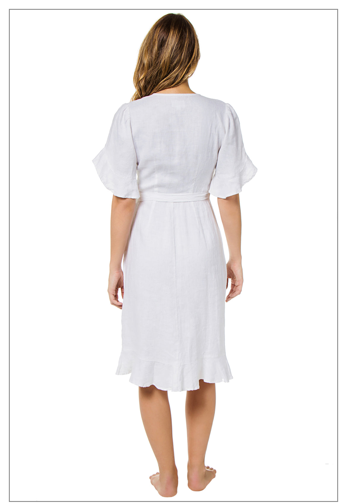 A White Linen Wrap Dress - XS / White A White Linen Wrap Dress - XS / White