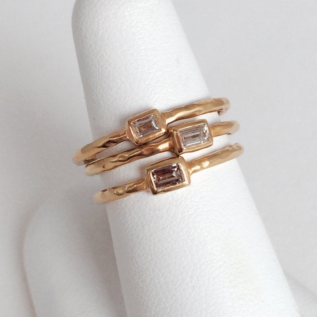 18k Diamond Stacking Ring-Emerald cut.