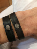 Diamond button leather bracelet