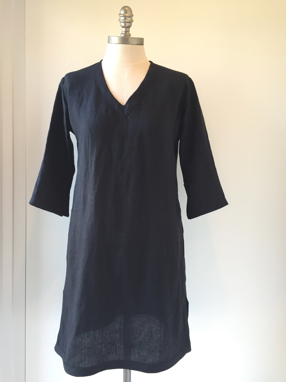 Black linen dress