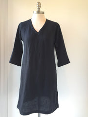 Black linen dress