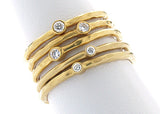Yellow gold and diamond stacking rings