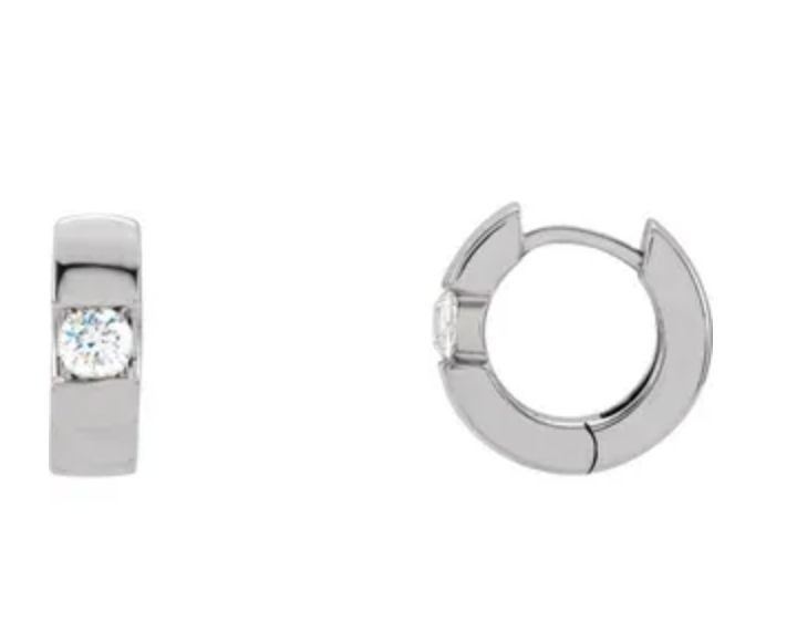 1/2 carat diamond gold hinged hoop earring - abigailheche