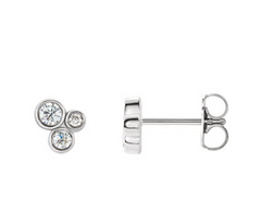 3 Diamond cluster post earrings