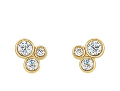 3 Diamond cluster post earrings