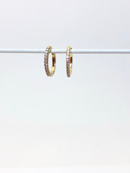 14k  "skinny" diamond hoop earrings