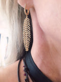 Diamond Feather 18k earrings