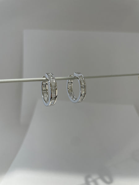 14k Diamond hoop channel set  earrings
