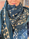 Shawl scarf indigo blue