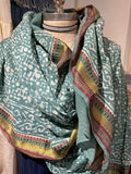 Silk edge Shawl scarf soft green