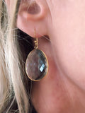 Smokey quartz shield earrings