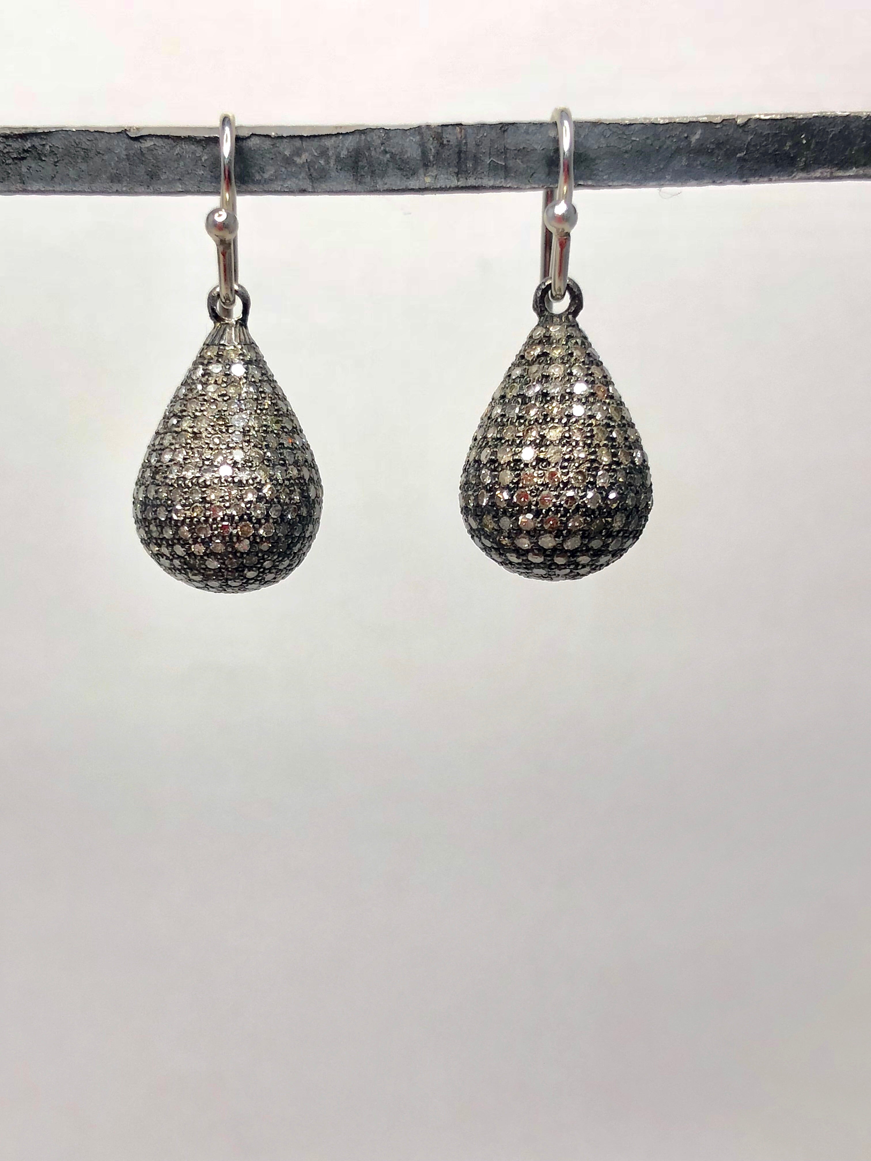 Large diamond pave drop earrings - abigailheche