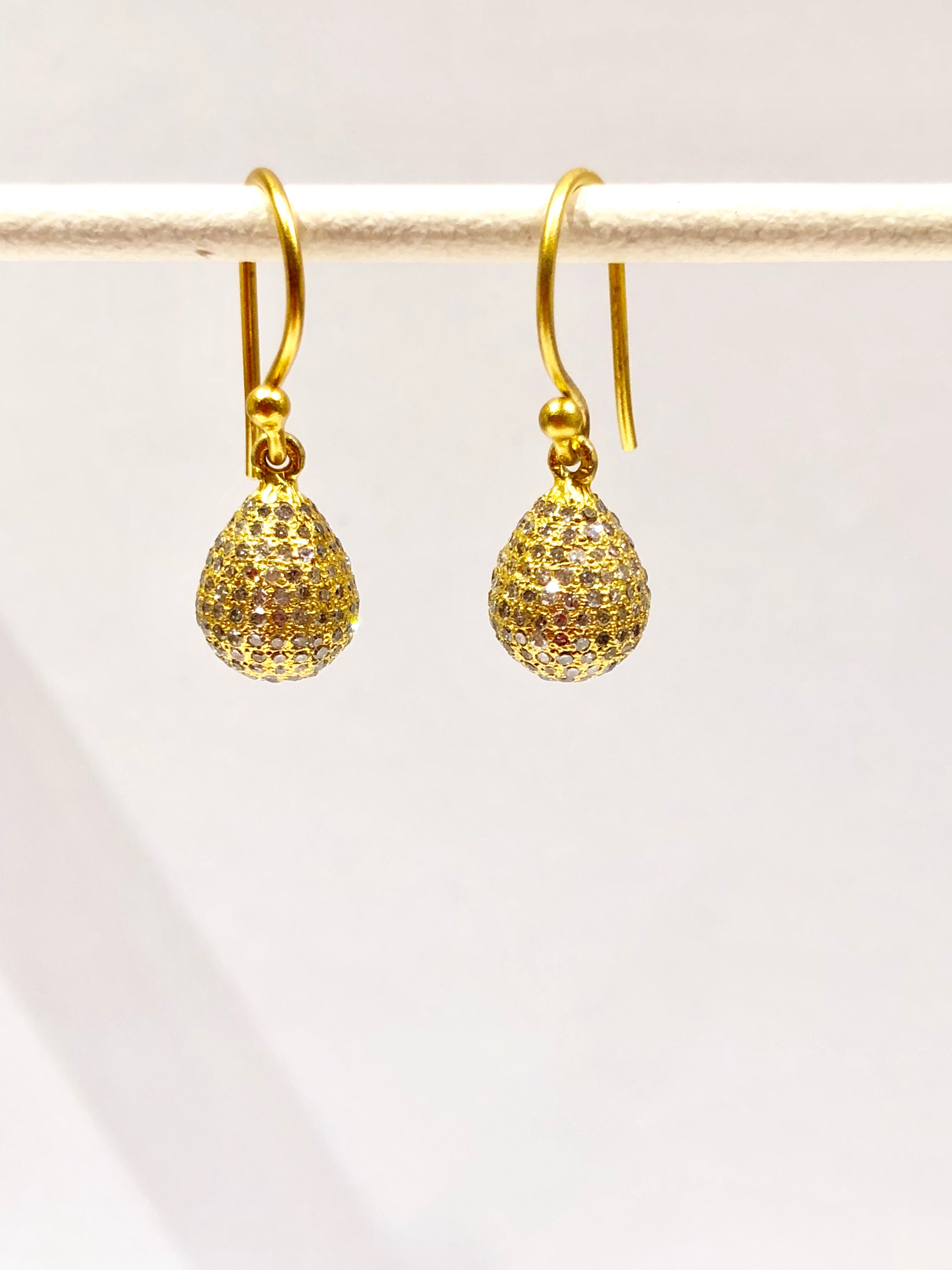 Pavé Diamond drop earrings, 18k - abigailheche