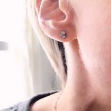 Diamond cluster post earrings