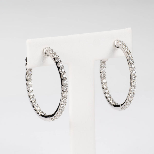 Diamond hoop earrings, inside, outside set