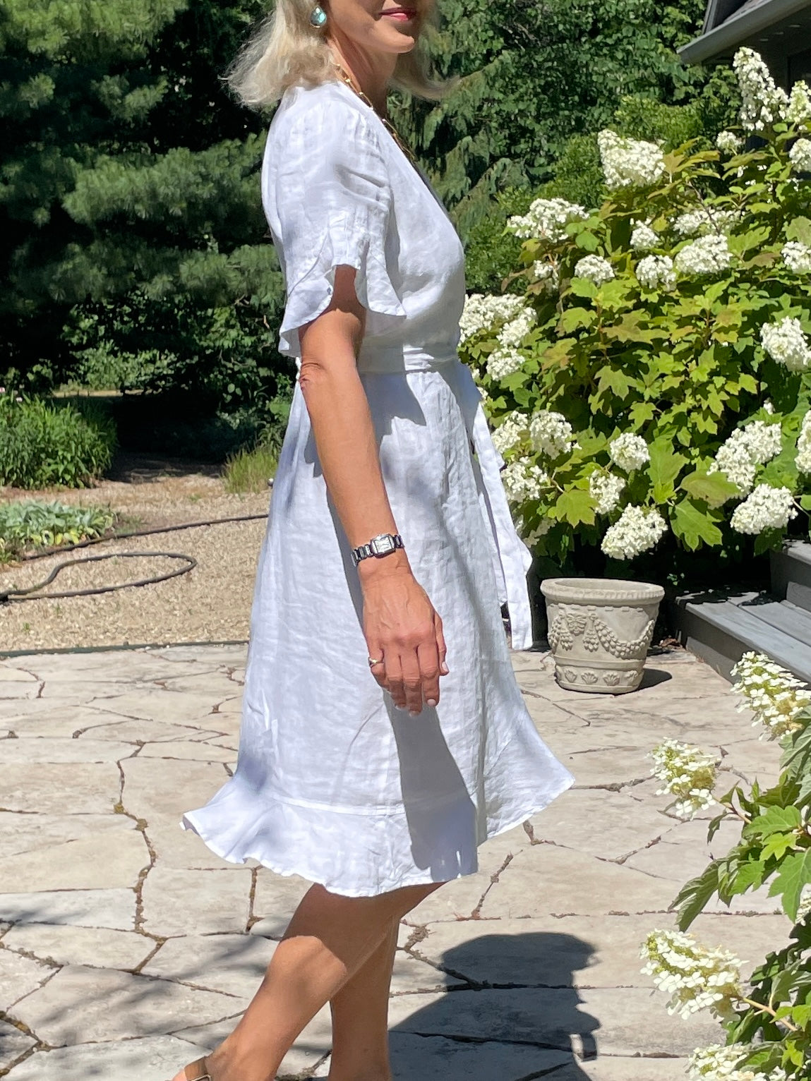 A White Linen Wrap Dress - XS / White A White Linen Wrap Dress - XS / White