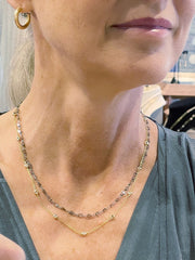 Diamond station chain necklace