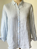 White with blue stripe linen blouse